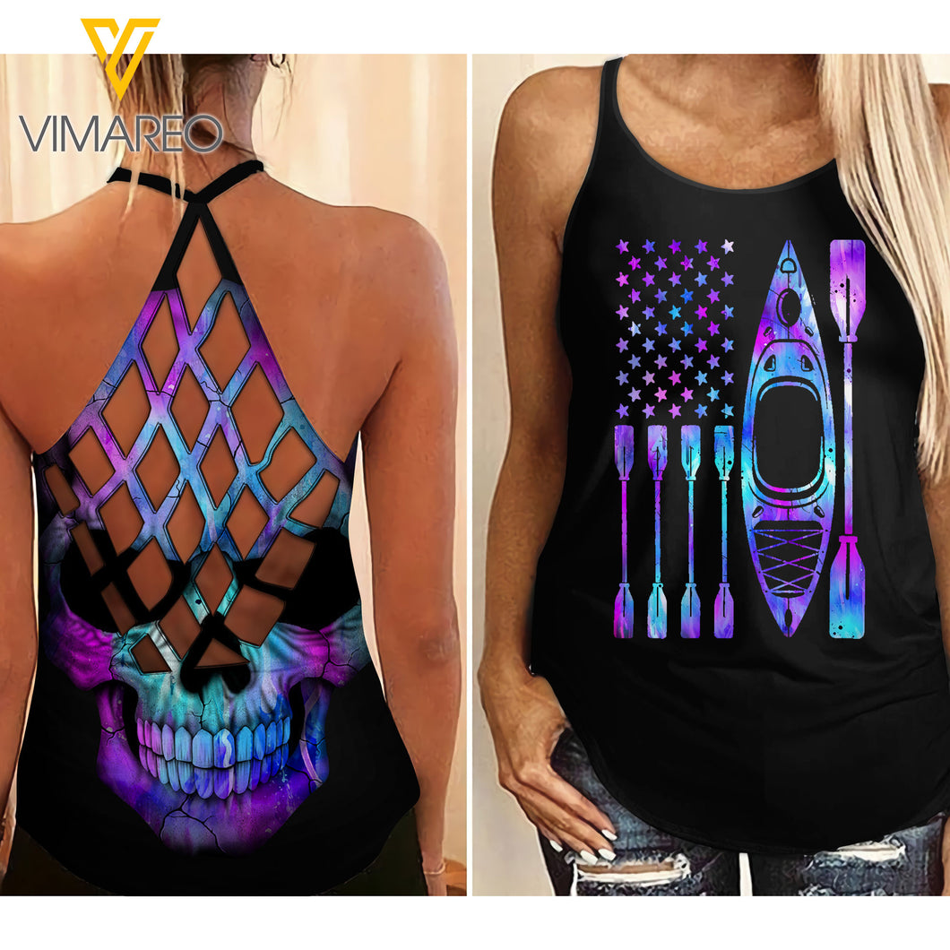KAYAKING GIRL CRISS-CROSS OPEN BACK CAMISOLE TANK TOP