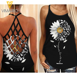 SEWING SUNFLOWER Criss-Cross Open Back Camisole Tank Top