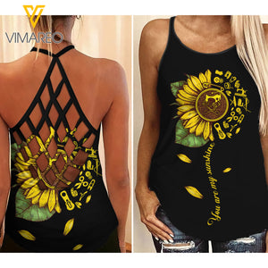 SEWING SUNFLOWER Criss-Cross Open Back Camisole Tank Top