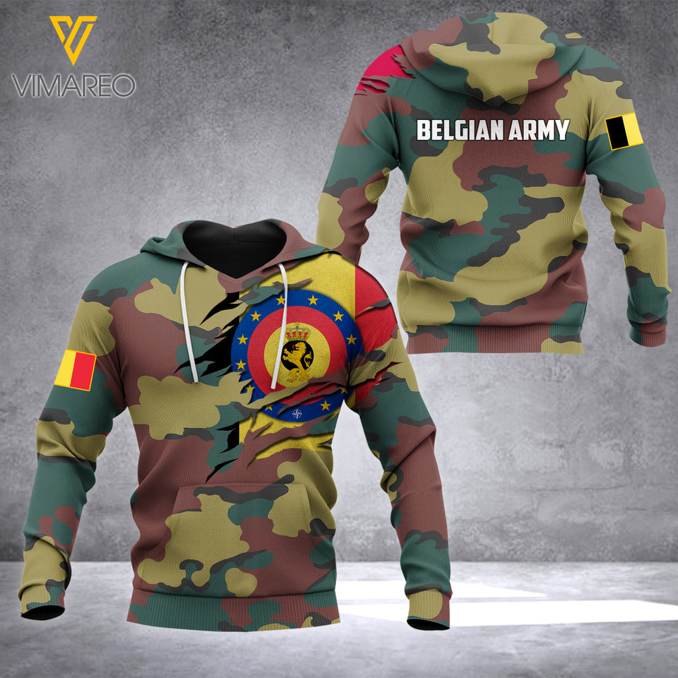 BELGIAN ARMY HOODIE 3D PRINTED
