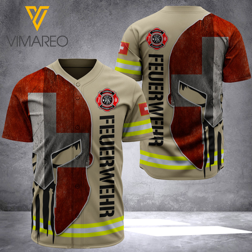 SWISS FIREFIGHTER BASEBALL JERSEY 3D PRINTED