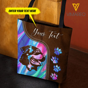 PERSONALIZED ROTTWEILER DOG TOTE BAG