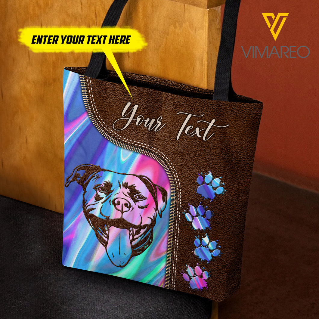 PERSONALIZED PIT BULL DOG TOTE BAG