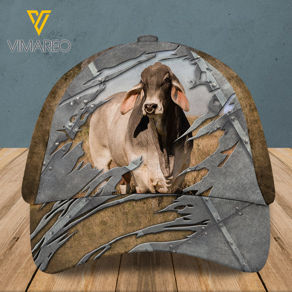 BRAHMAN CATTLE PEAKED CAP 3D