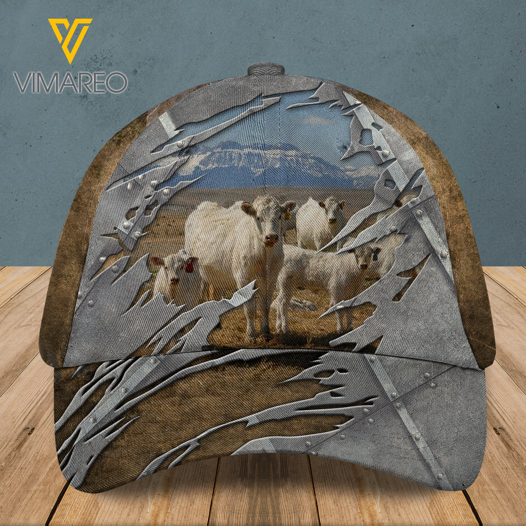 CHAROLAIS CATTLE PEAKED CAP 3D