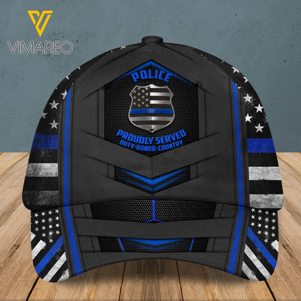 PERSONALIZED POLICE PEAKED CAP 3D LC