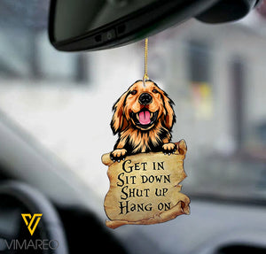 GOLDEN RETRIEVER DOG CAR HANGING ORNAMENT