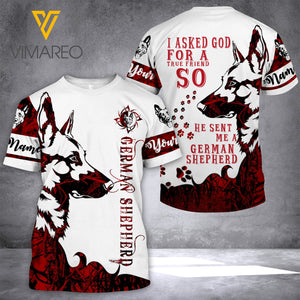 GERMAN SHEPHERD DOG CUSTOMIZE T-SHIRT 3D PRINTED LC