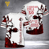 GERMAN SHEPHERD DOG CUSTOMIZE T-SHIRT 3D PRINTED LC