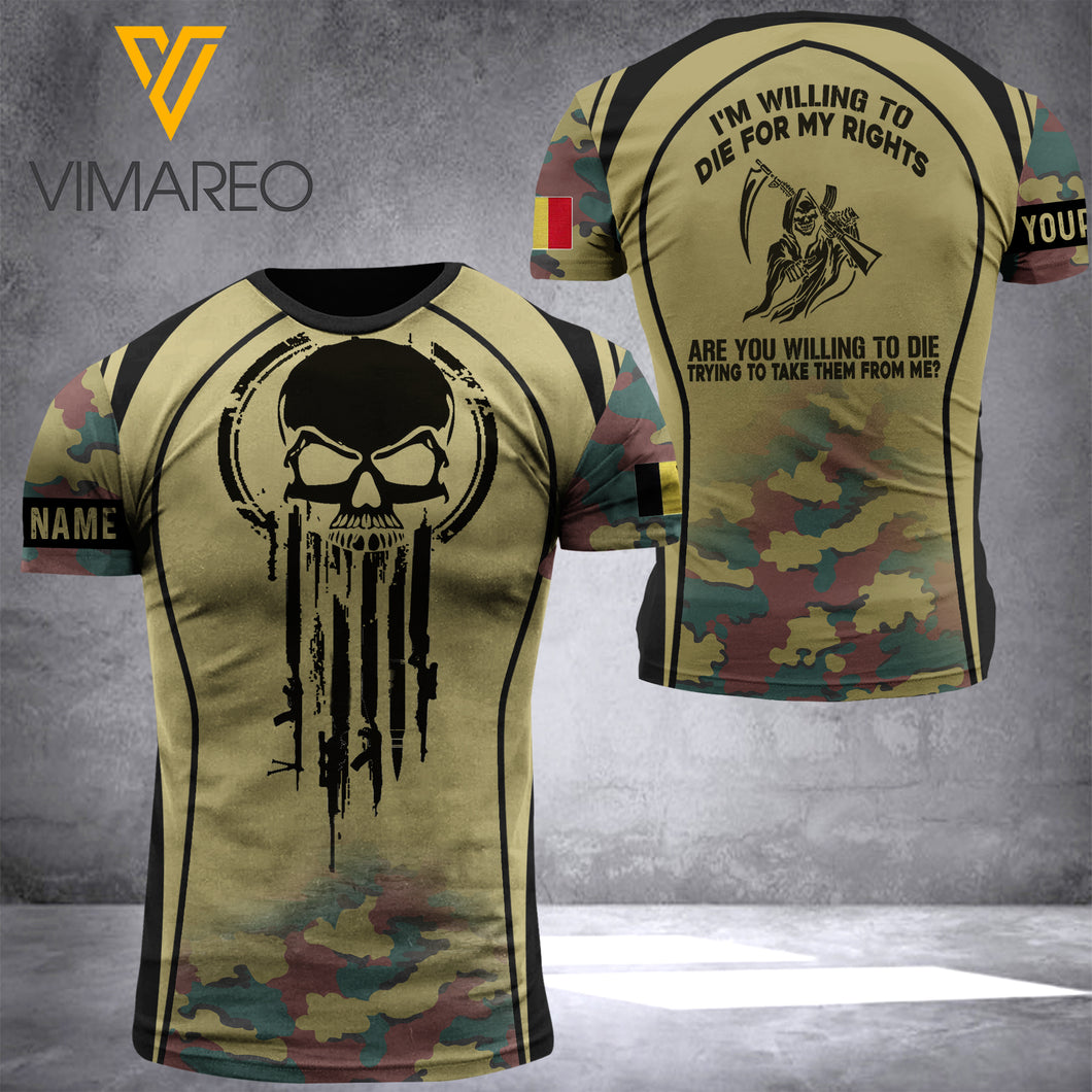 BELGIAN ARMY CUSTOMIZE T-SHIRT 3D PRINTED
