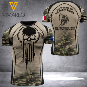 FRANCE ARMY CUSTOMIZE T-SHIRT 3D PRINTED