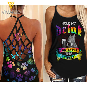 PITBULL DOG CRISS-CROSS OPEN BACK CAMISOLE TANK TOP