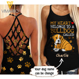 PERSONALIZED BULL DOG CRISS-CROSS OPEN BACK CAMISOLE TANK TOP