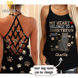 PERSONALIZED CHARTREUX CAT CRISS-CROSS OPEN BACK CAMISOLE TANK TOP