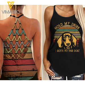 DACHSHUND DOG CRISS-CROSS OPEN BACK CAMISOLE TANK TOP