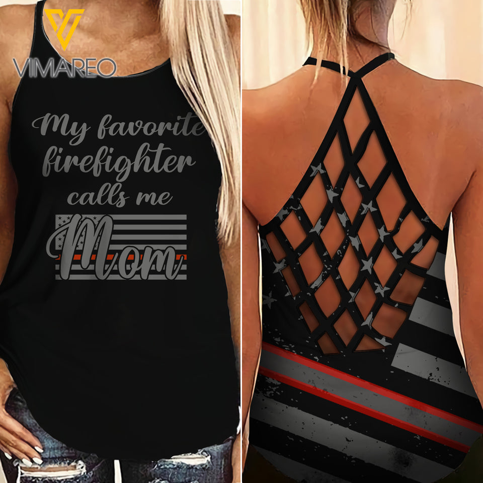 FIREFIGHTER MOM CRISS-CROSS TANK TOP/LEGGING