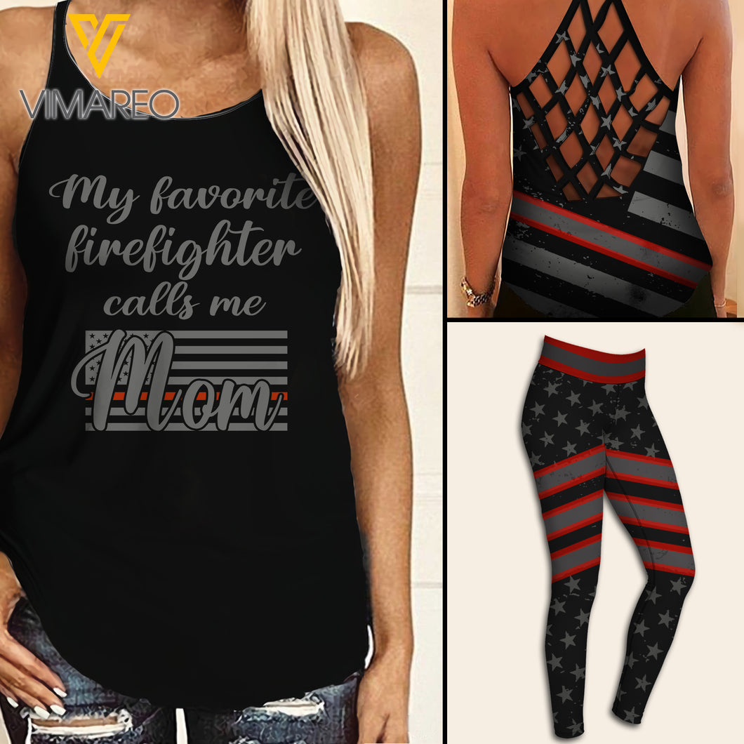 FIREFIGHTER MOM CRISS-CROSS TANK TOP/LEGGING