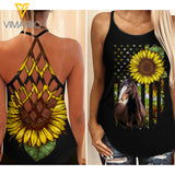 CLYDESDALE HORSE CRISS-CROSS OPEN BACK CAMISOLE TANK TOP