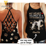PERSONALIZED GREYHOUND DOG CRISS-CROSS OPEN BACK CAMISOLE TANK TOP
