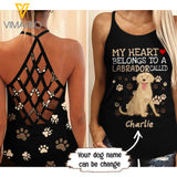 PERSONALIZED LABRADOR DOG CRISS-CROSS OPEN BACK CAMISOLE TANK TOP