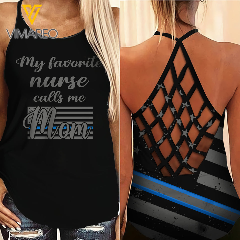 NURSE MOM CRISS-CROSS TANK TOP/LEGGING