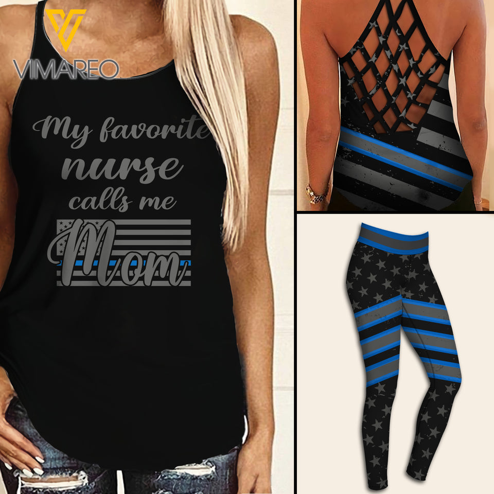 NURSE MOM CRISS-CROSS TANK TOP/LEGGING