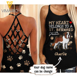 PERSONALIZED ST.BERNARD DOG CRISS-CROSS OPEN BACK CAMISOLE TANK TOP