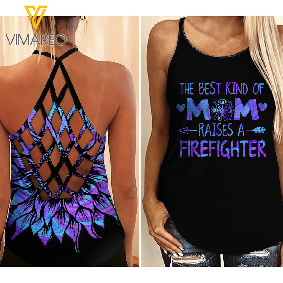 FIREFIGHTER MOM CRISS-CROSS TANK TOP/LEGGING