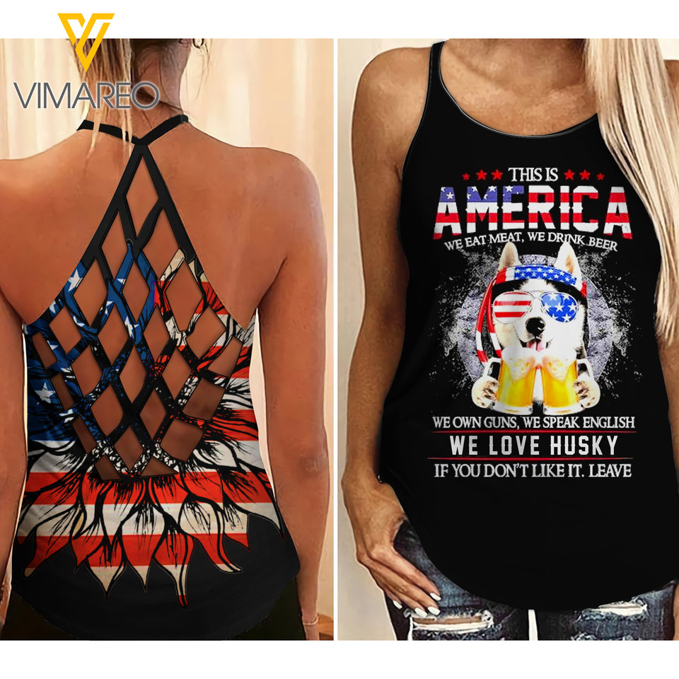 AMERICA GIRL CRISS-CROSS OPEN BACK CAMISOLE TANK TOP