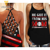 BASEBALL MOM CRISS-CROSS OPEN BACK CAMISOLE TANK TOP