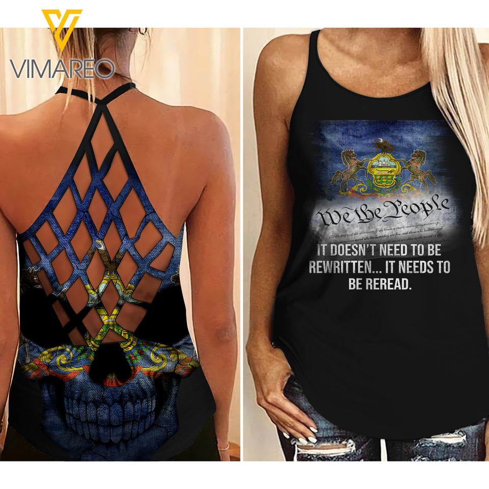 PENNSYLVANIA-WE THE PEOPLE CRISS-CROSS OPEN BACK CAMISOLE TANK TOP