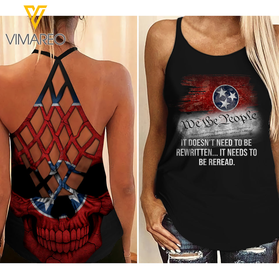 TENNESSEE-WE THE PEOPLE CRISS-CROSS OPEN BACK CAMISOLE TANK TOP