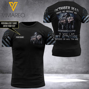 OCTOBER MAN CUSTOMIZE T-SHIRT 3D PRINTED