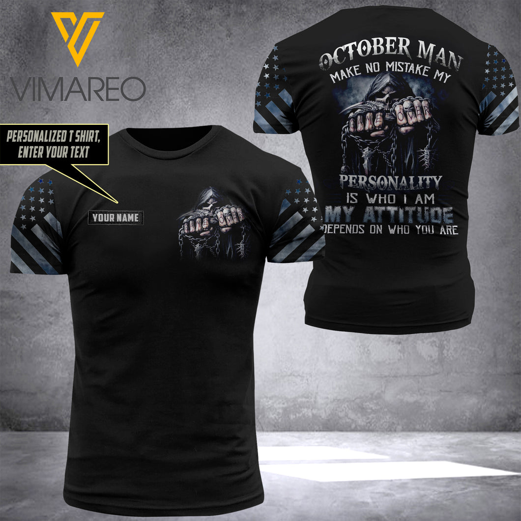 OCTOBER MAN CUSTOMIZE T-SHIRT 3D PRINTED