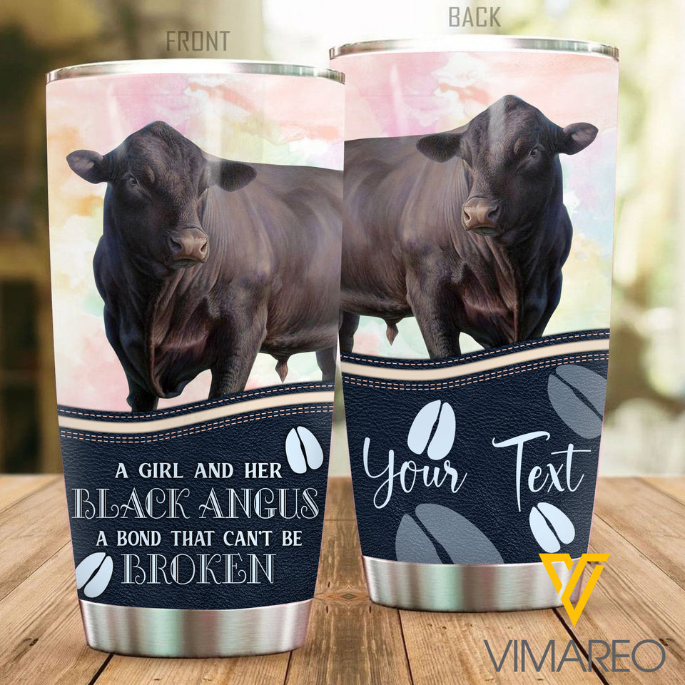 PERSONALIZED BLACK ANGUS CATTLE TUMBLER