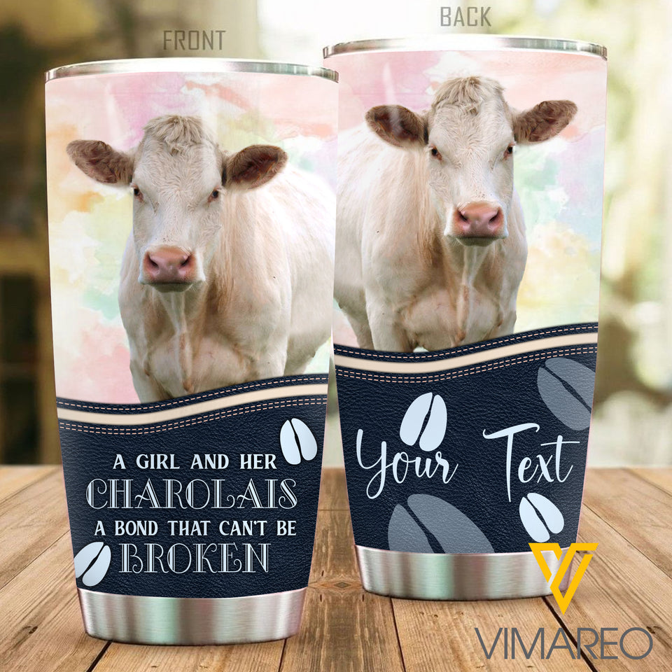 PERSONALIZED CHAROLAIS CATTLE TUMBLER