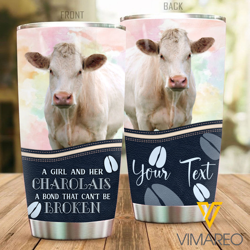 PERSONALIZED CHAROLAIS CATTLE TUMBLER