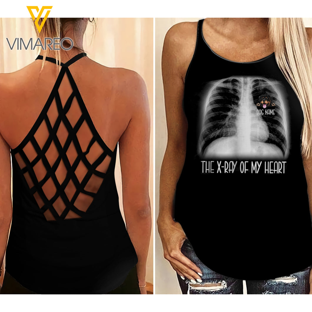 PERSONALIZED ROTTWEILER DOG CRISS-CROSS OPEN BACK CAMISOLE TANK TOP