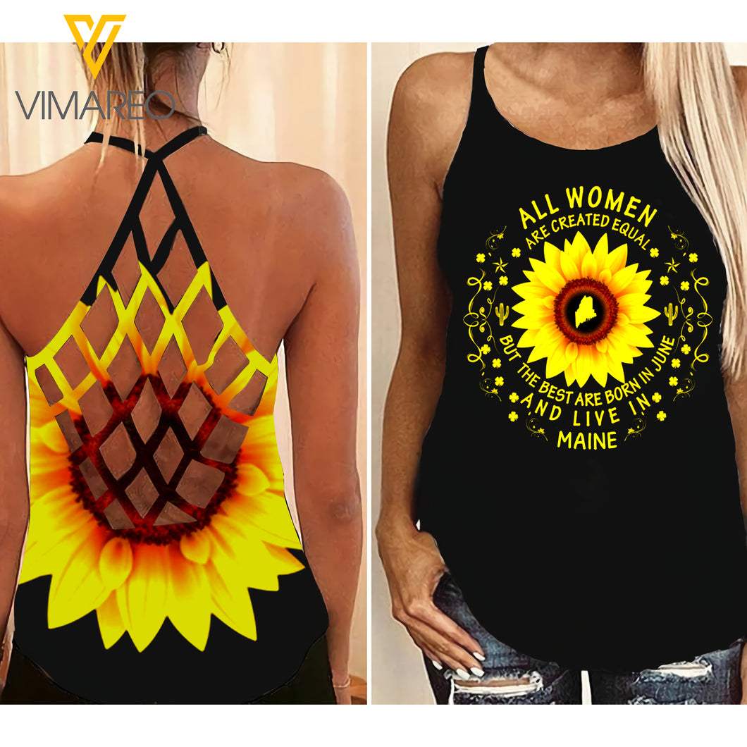 ALL WOMEN ARE CREATED EQUAL MAINE CRISS-CROSS OPEN BACK CAMISOLE TANK TOP