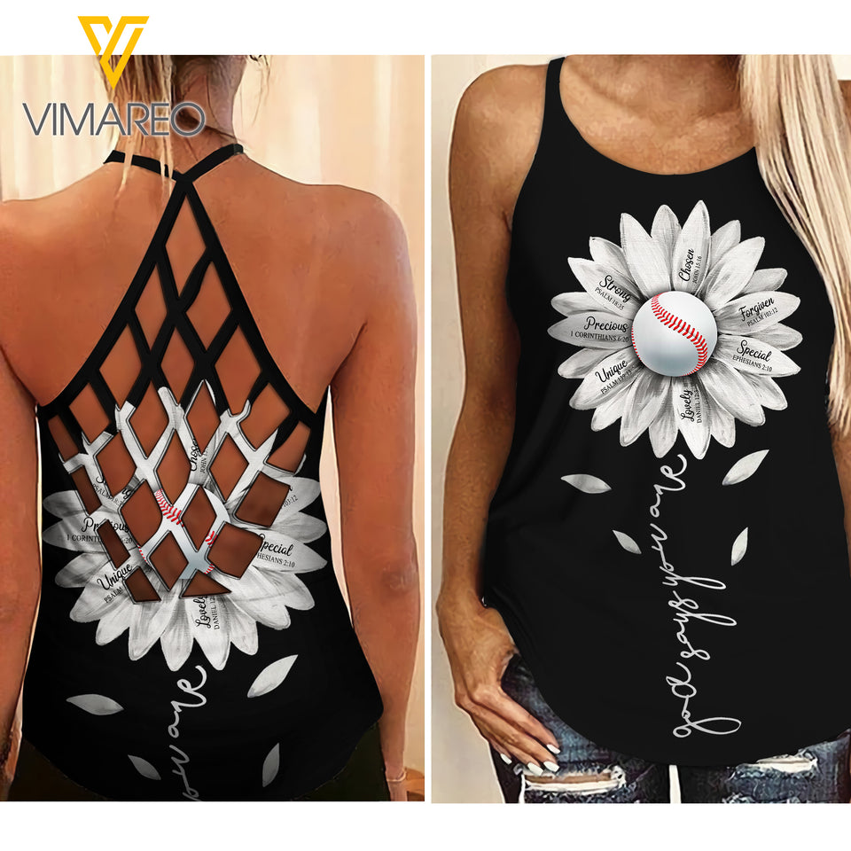 BASEBALL CRISS-CROSS OPEN BACK CAMISOLE TANK TOP