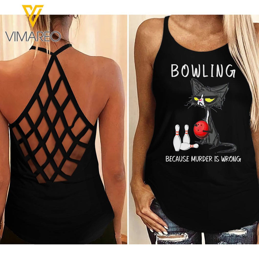 BOWLING CAT CRISS-CROSS TANK TOP