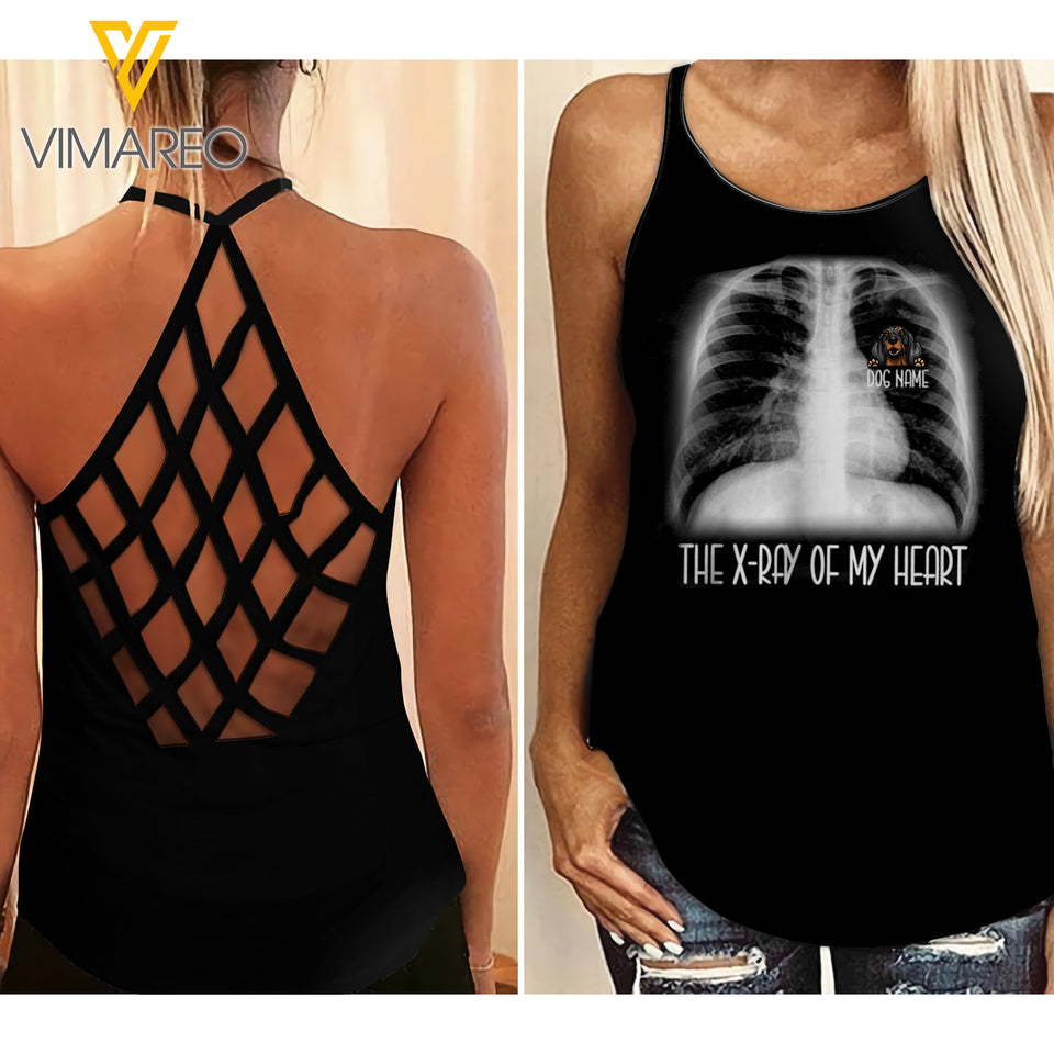 PERSONALIZED DACHSHUND DOG CRISS-CROSS OPEN BACK CAMISOLE TANK TOP