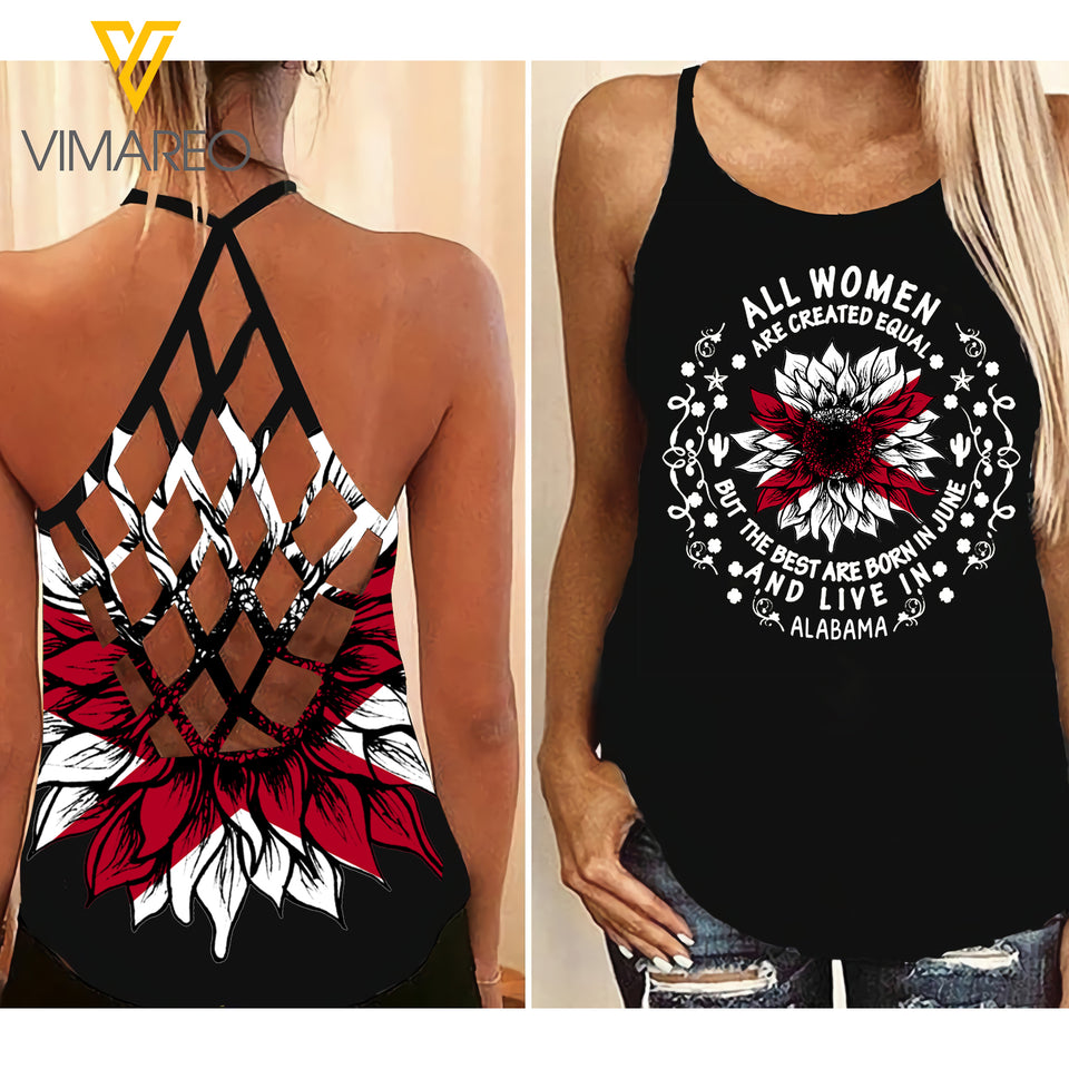 ALL WOMEN ARE CREATED EQUAL ALABAMA CRISS-CROSS OPEN BACK CAMISOLE TANK TOP