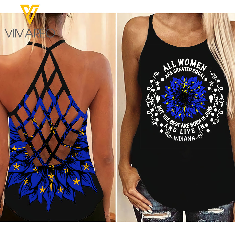 ALL WOMEN ARE CREATED EQUAL INDIANA CRISS-CROSS OPEN BACK CAMISOLE TANK TOP