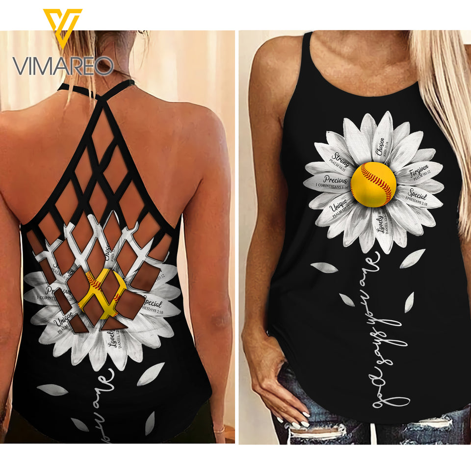 SOFTBALL CRISS-CROSS OPEN BACK CAMISOLE TANK TOP