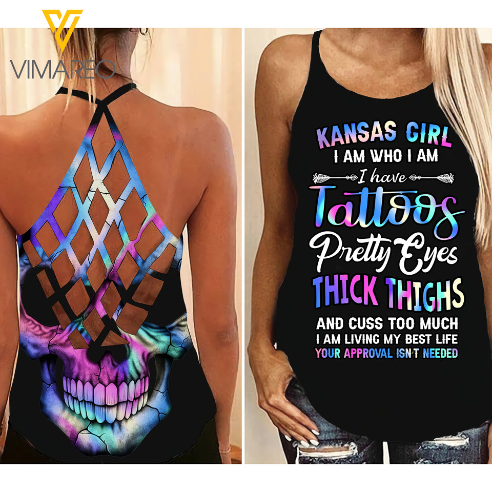 KANSAS GIRL CRISS-CROSS OPEN BACK CAMISOLE TANK TOP