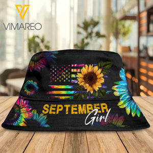SEPTEMBER GIRL & SUNFLOWER BUCKET HAT 3D PRINTED NEYT20