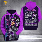 APRIL GIRL WITH TATTOOS PRETTY EYES HOODIE 3D PRINTED VMYAN