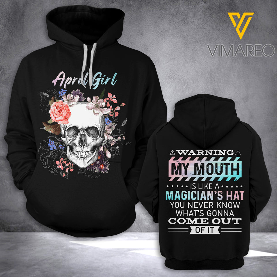 APRIL GIRL LOVES SKULL HOODIE 3D PRINTED NEY108