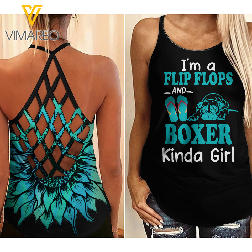 Boxer Kinda Girl Criss-Cross Open Back Camisole Tank Top